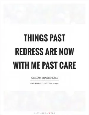 Things past redress are now with me past care Picture Quote #1