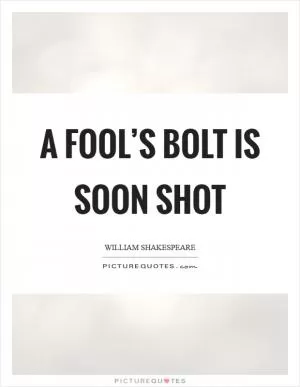 A fool’s bolt is soon shot Picture Quote #1