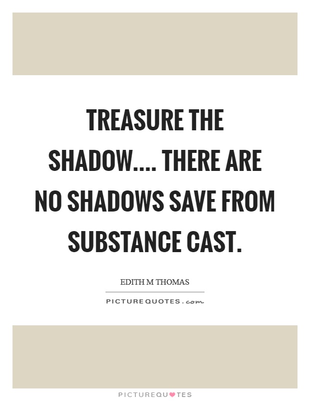 Treasure the shadow.... There are no shadows save from substance cast Picture Quote #1