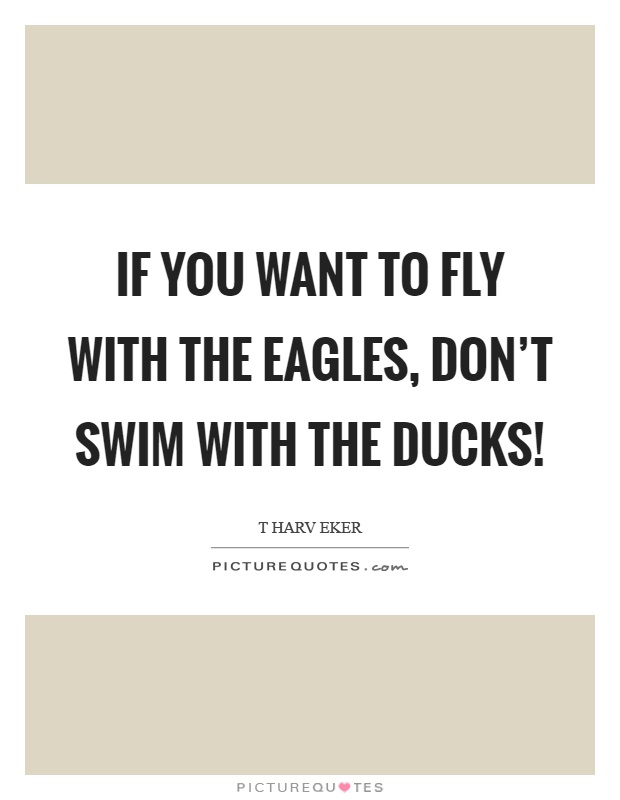 If you want to fly with the eagles, don't swim with the ducks! Picture Quote #1