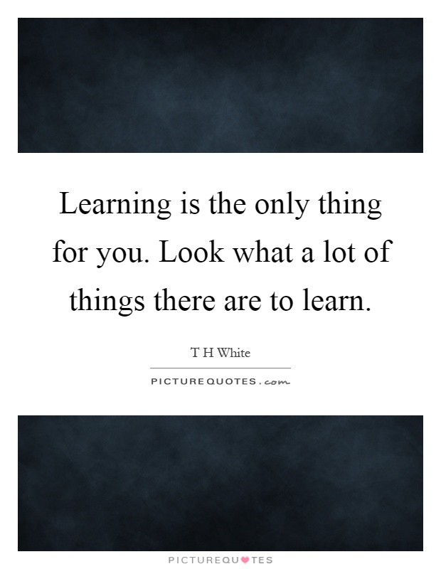 Learning is the only thing for you. Look what a lot of things there are to learn Picture Quote #1