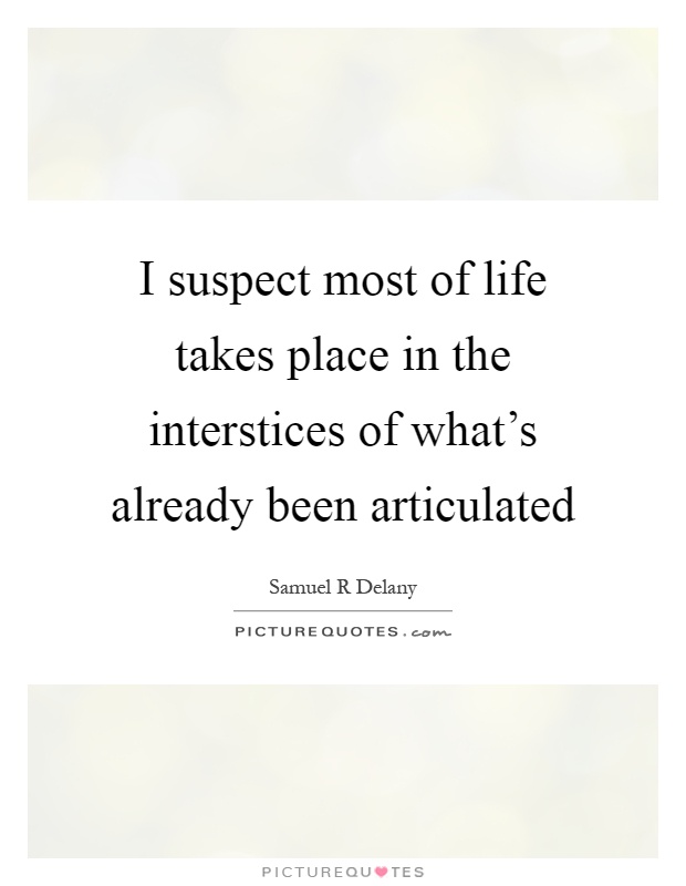 I suspect most of life takes place in the interstices of what's already been articulated Picture Quote #1