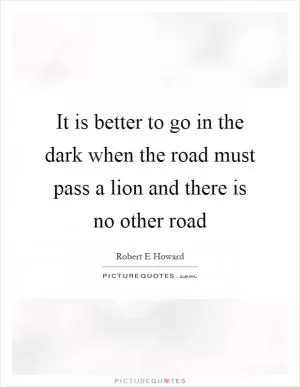 It is better to go in the dark when the road must pass a lion and there is no other road Picture Quote #1