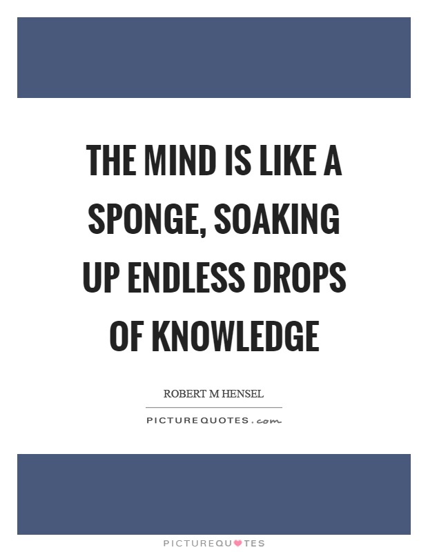 The mind is like a sponge, soaking up endless drops of knowledge Picture Quote #1