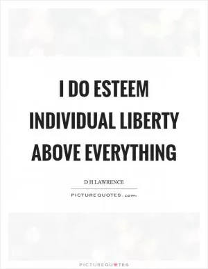 I do esteem individual liberty above everything Picture Quote #1