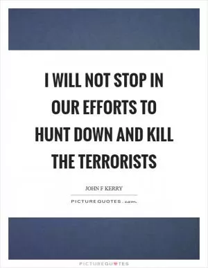I will not stop in our efforts to hunt down and kill the terrorists Picture Quote #1