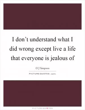 I don’t understand what I did wrong except live a life that everyone is jealous of Picture Quote #1