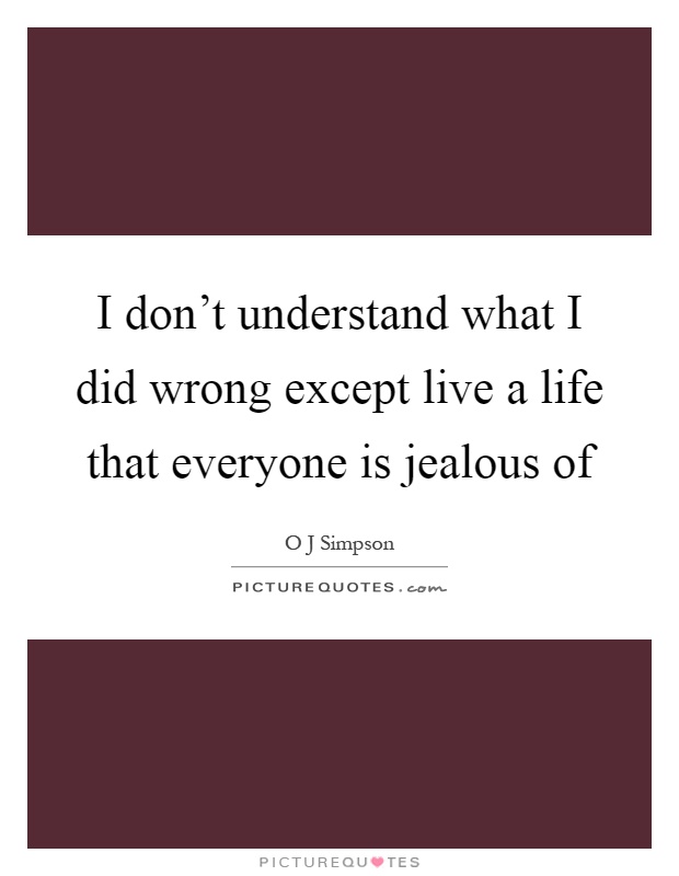 I don't understand what I did wrong except live a life that everyone is jealous of Picture Quote #1