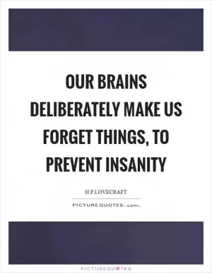 Our brains deliberately make us forget things, to prevent insanity Picture Quote #1