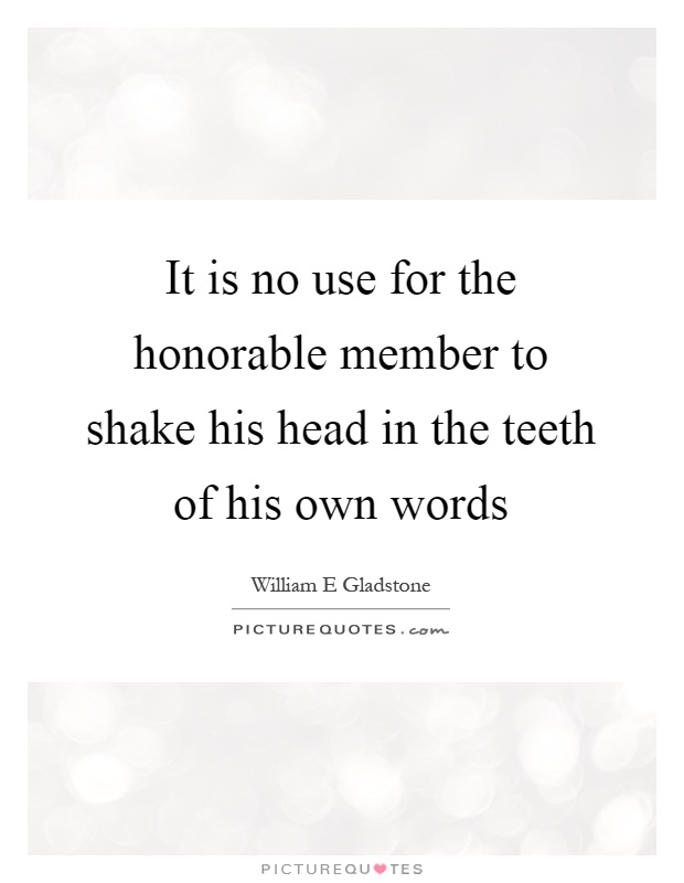 It is no use for the honorable member to shake his head in the teeth of his own words Picture Quote #1