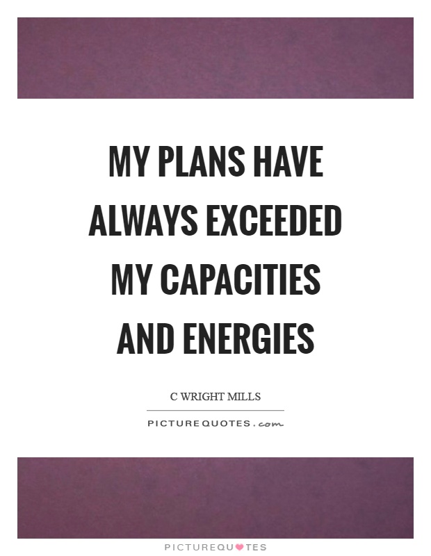 My plans have always exceeded my capacities and energies Picture Quote #1