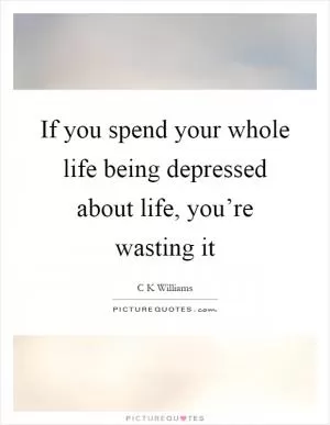 If you spend your whole life being depressed about life, you’re wasting it Picture Quote #1