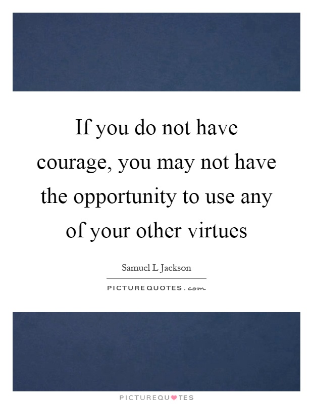 If you do not have courage, you may not have the opportunity to use any of your other virtues Picture Quote #1