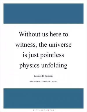 Without us here to witness, the universe is just pointless physics unfolding Picture Quote #1