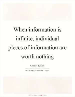 When information is infinite, individual pieces of information are worth nothing Picture Quote #1