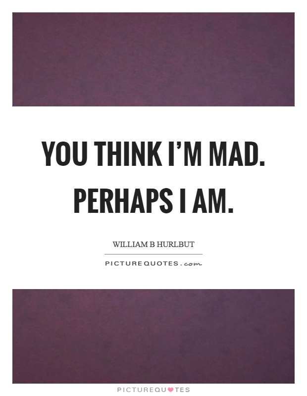 You think I'm mad. Perhaps I am Picture Quote #1