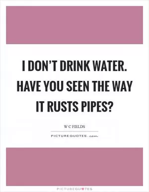 I don’t drink water. Have you seen the way it rusts pipes? Picture Quote #1