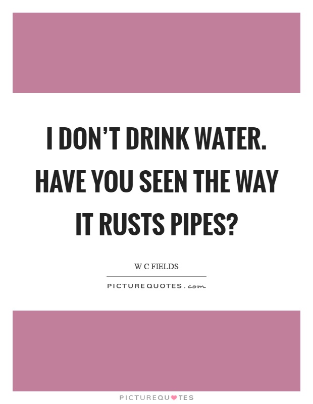 I don't drink water. Have you seen the way it rusts pipes? Picture Quote #1
