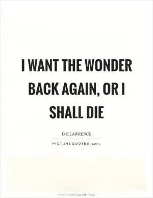 I want the wonder back again, or I shall die Picture Quote #1