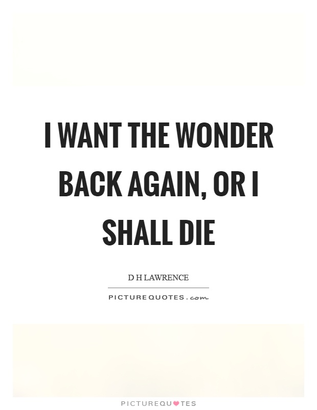 I want the wonder back again, or I shall die Picture Quote #1
