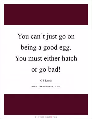 You can’t just go on being a good egg. You must either hatch or go bad! Picture Quote #1