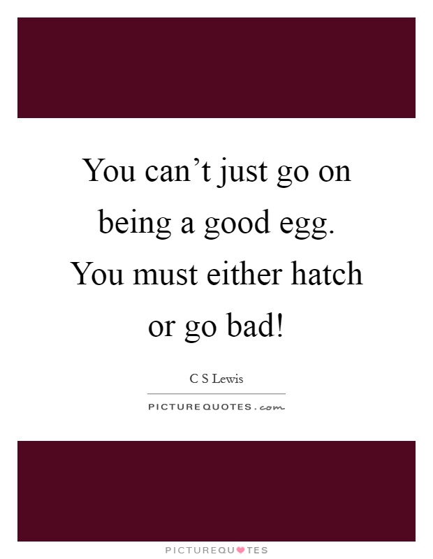 You can't just go on being a good egg. You must either hatch or go bad! Picture Quote #1