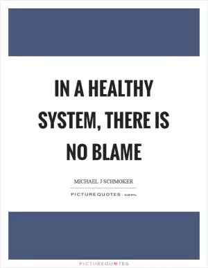 In a healthy system, there is no blame Picture Quote #1
