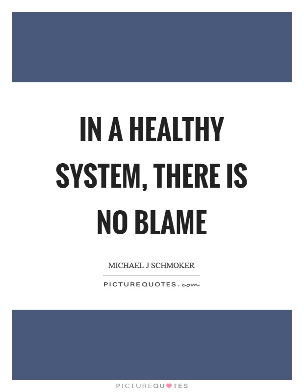In a healthy system, there is no blame Picture Quote #1