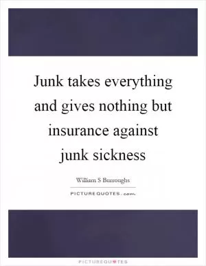 Junk takes everything and gives nothing but insurance against junk sickness Picture Quote #1
