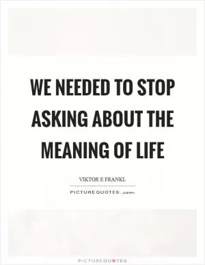 We needed to stop asking about the meaning of life Picture Quote #1