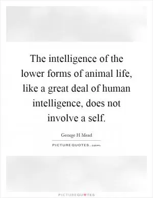 The intelligence of the lower forms of animal life, like a great deal of human intelligence, does not involve a self Picture Quote #1