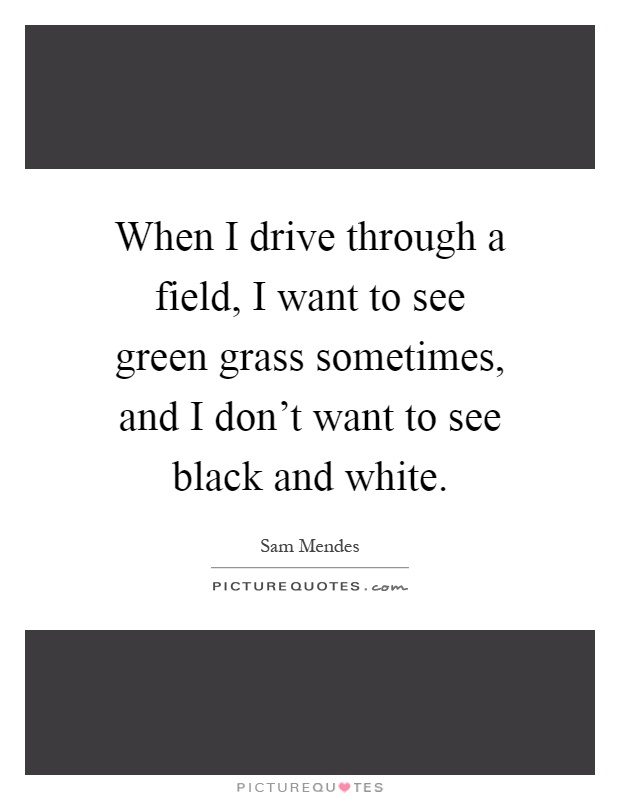 When I drive through a field, I want to see green grass sometimes, and I don't want to see black and white Picture Quote #1