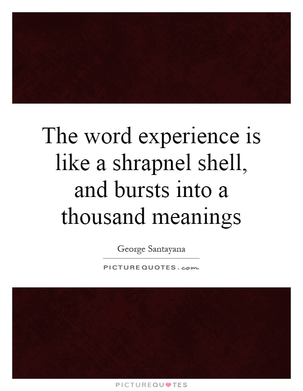 The word experience is like a shrapnel shell, and bursts into a thousand meanings Picture Quote #1
