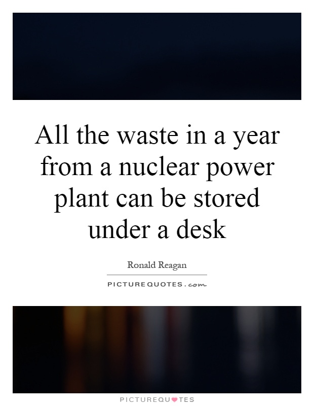 All the waste in a year from a nuclear power plant can be stored under a desk Picture Quote #1