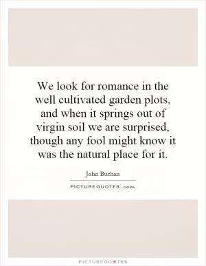 We look for romance in the well cultivated garden plots, and when it springs out of virgin soil we are surprised, though any fool might know it was the natural place for it Picture Quote #1
