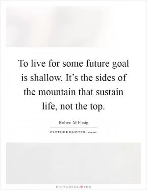 To live for some future goal is shallow. It’s the sides of the mountain that sustain life, not the top Picture Quote #1