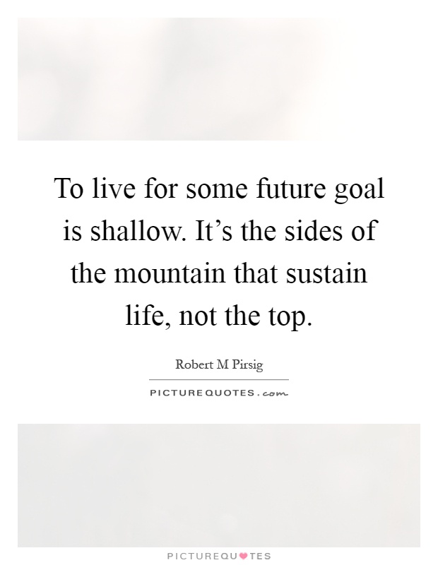To live for some future goal is shallow. It's the sides of the mountain that sustain life, not the top Picture Quote #1