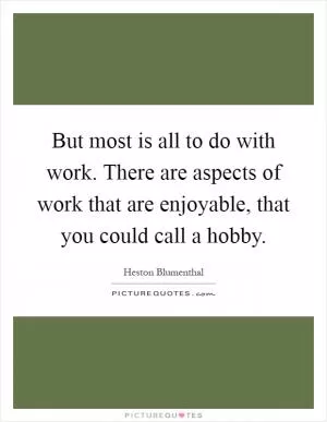 But most is all to do with work. There are aspects of work that are enjoyable, that you could call a hobby Picture Quote #1