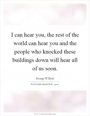 I can hear you, the rest of the world can hear you and the people who knocked these buildings down will hear all of us soon Picture Quote #1