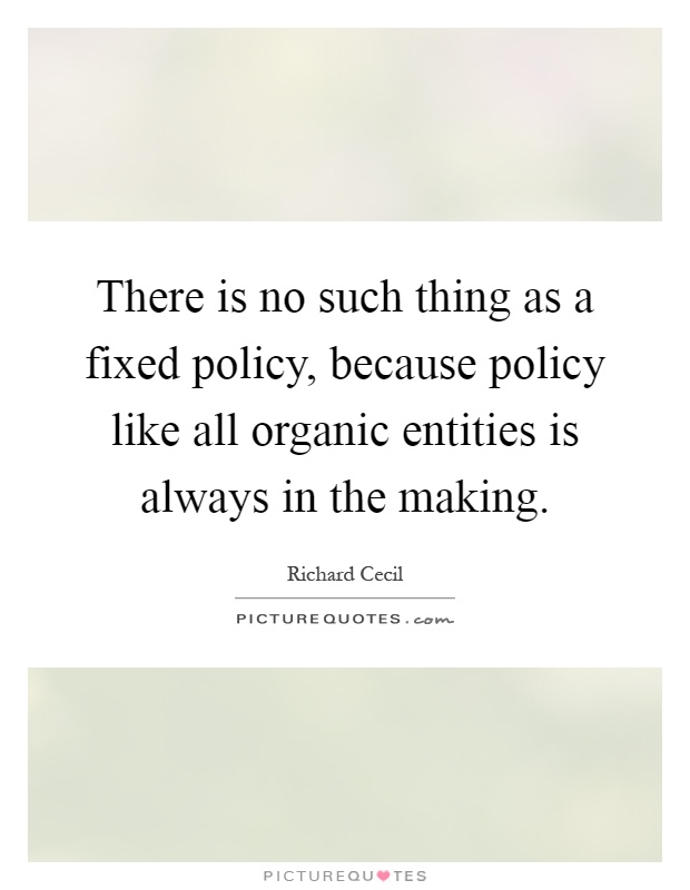 There is no such thing as a fixed policy, because policy like all organic entities is always in the making Picture Quote #1