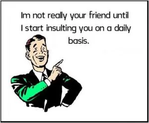 I’m not really your friend until I start insulting you on a daily basis Picture Quote #1