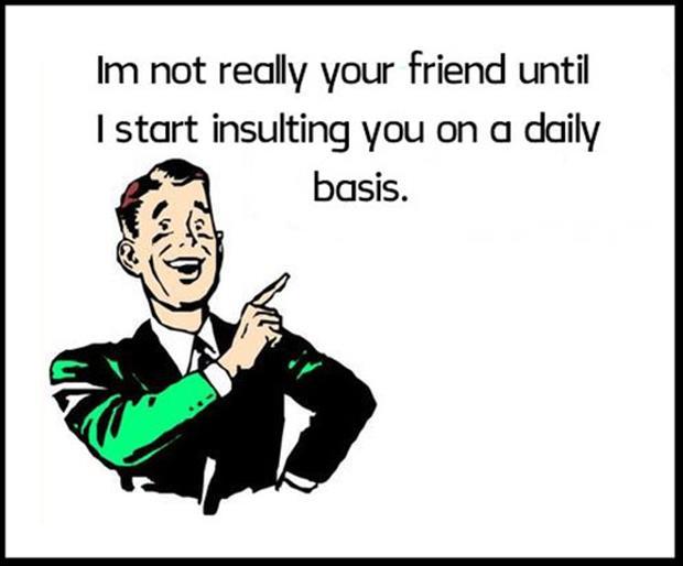 I'm not really your friend until I start insulting you on a daily basis Picture Quote #1
