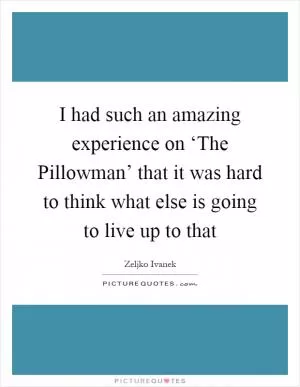 I had such an amazing experience on ‘The Pillowman’ that it was hard to think what else is going to live up to that Picture Quote #1