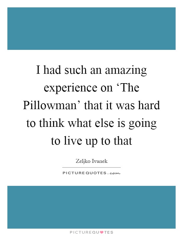 I had such an amazing experience on ‘The Pillowman' that it was hard to think what else is going to live up to that Picture Quote #1
