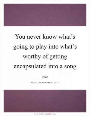 You never know what’s going to play into what’s worthy of getting encapsulated into a song Picture Quote #1
