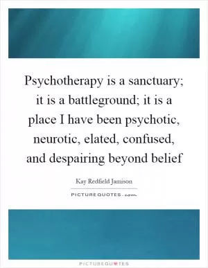 Psychotherapy is a sanctuary; it is a battleground; it is a place I have been psychotic, neurotic, elated, confused, and despairing beyond belief Picture Quote #1