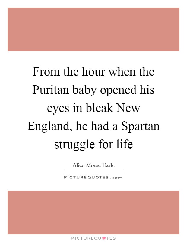From the hour when the Puritan baby opened his eyes in bleak New England, he had a Spartan struggle for life Picture Quote #1