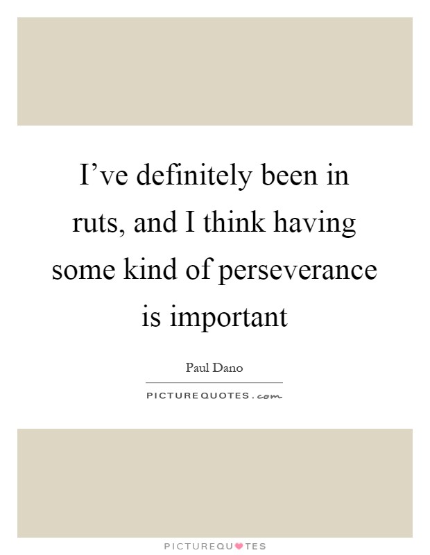 I've definitely been in ruts, and I think having some kind of perseverance is important Picture Quote #1