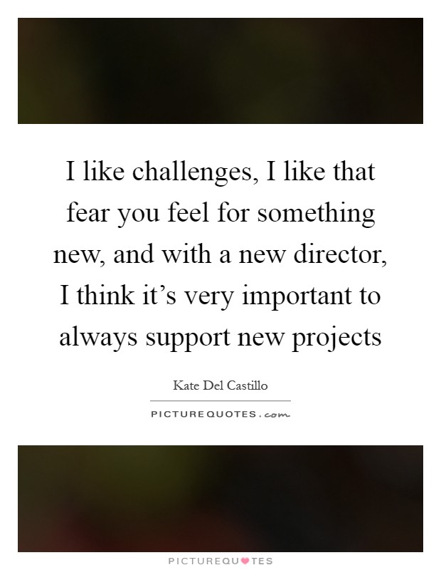 I like challenges, I like that fear you feel for something new, and with a new director, I think it's very important to always support new projects Picture Quote #1