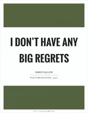 I don’t have any big regrets Picture Quote #1